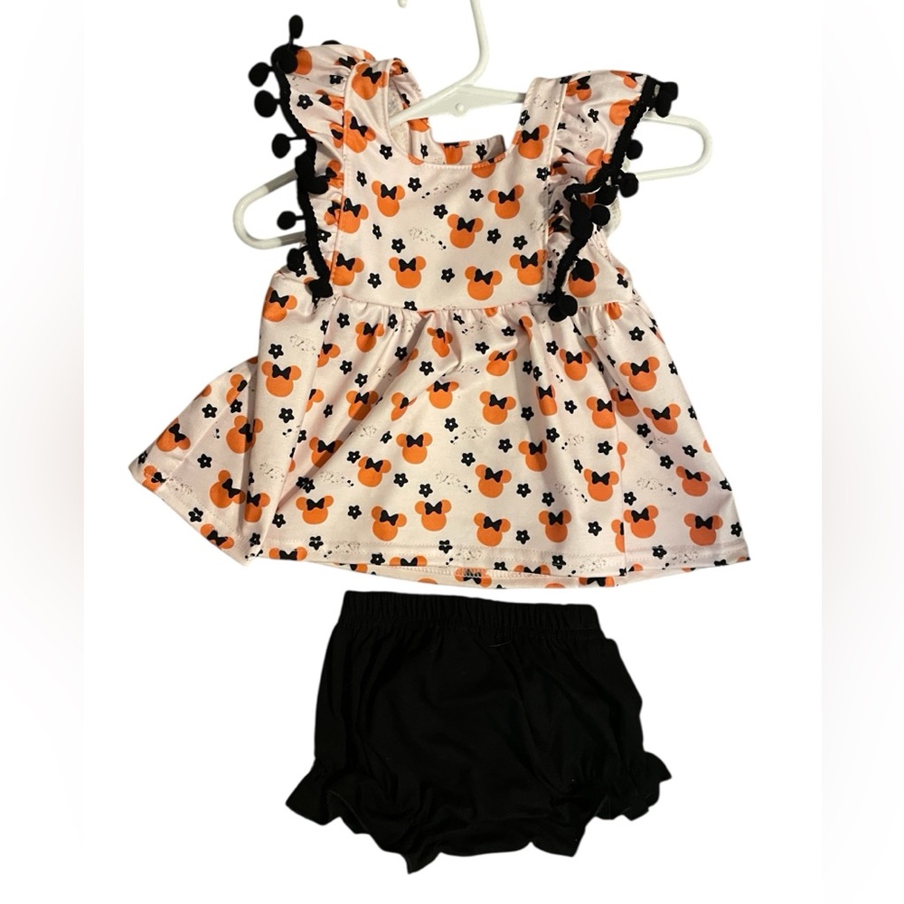 Minnie Mouse‎ Baby Set 0-3M Pink and Orange with Black Bloomers- NWOT